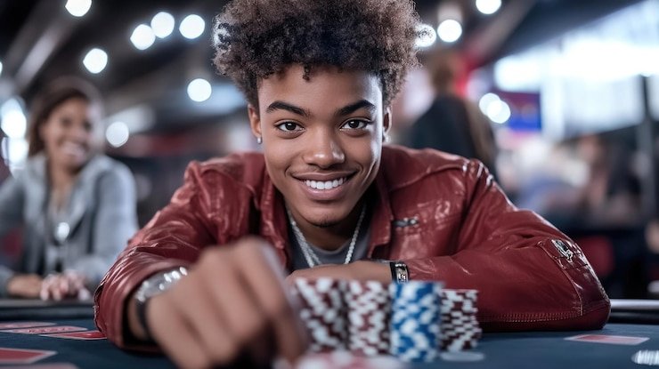 Live casino studio showing professional dealer at blackjack table with multiple camera angles